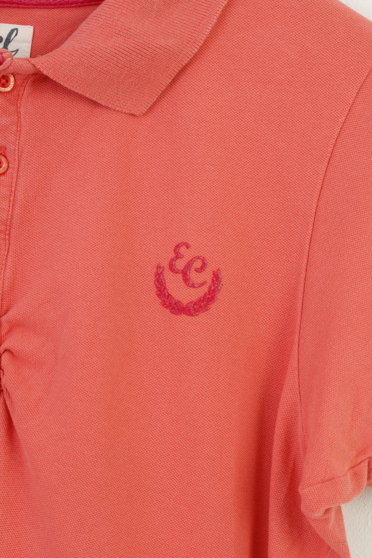 Etirel Polo da donna L in cotone manica corta arancione fondo estivo top sportivo vintage