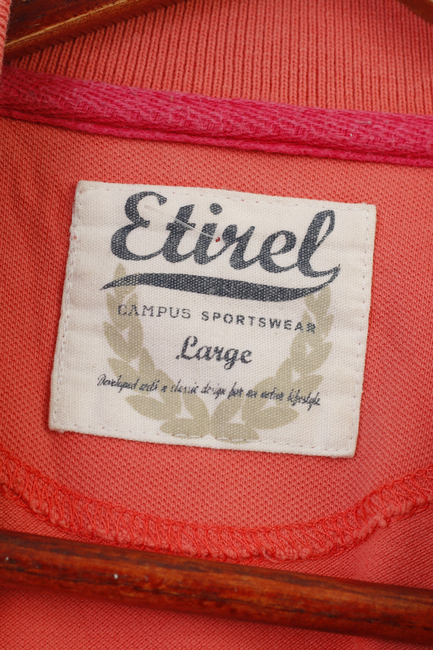 Etirel Polo da donna L in cotone manica corta arancione fondo estivo top sportivo vintage