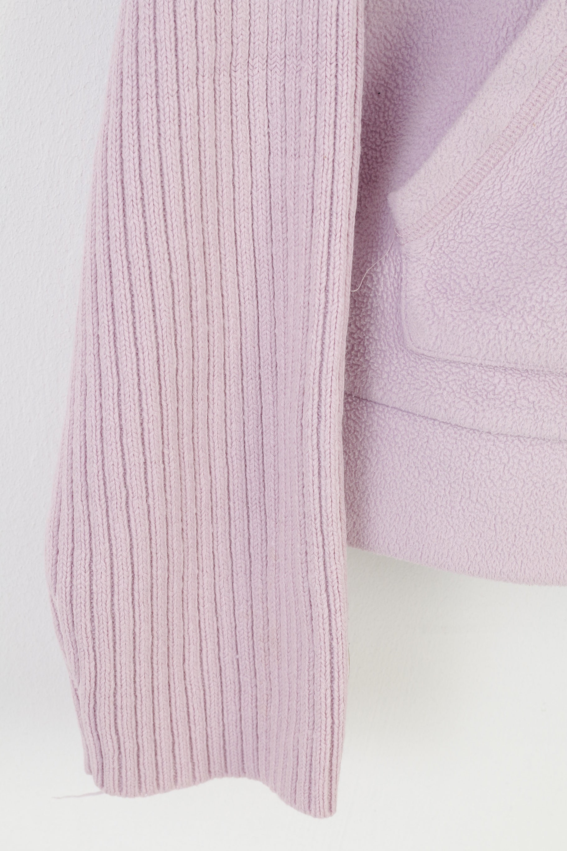 Ellesse Women 38 M Sweatshirt Pink Fleece Full Zipper Collar Pockets Vintage Winter Top