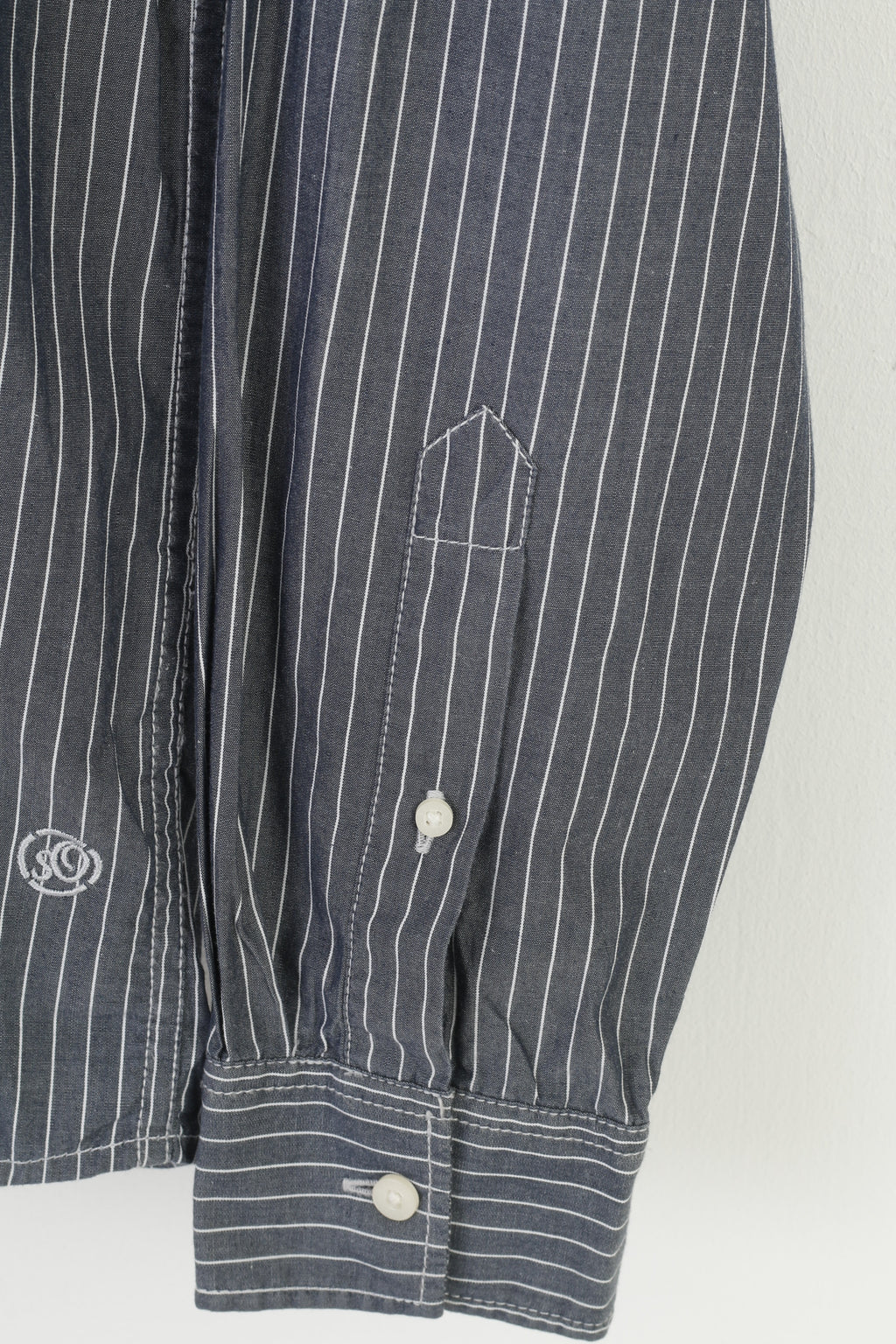 S.Oliver Uomo M Camicia casual a righe Slim Fit Top classico a maniche lunghe in cotone grigio