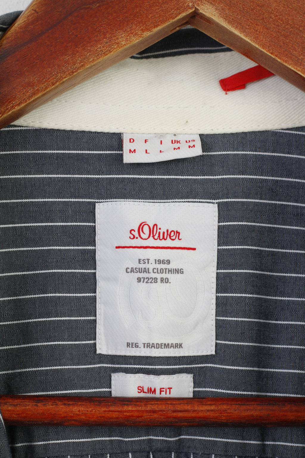 S.Oliver Uomo M Camicia casual a righe Slim Fit Top classico a maniche lunghe in cotone grigio