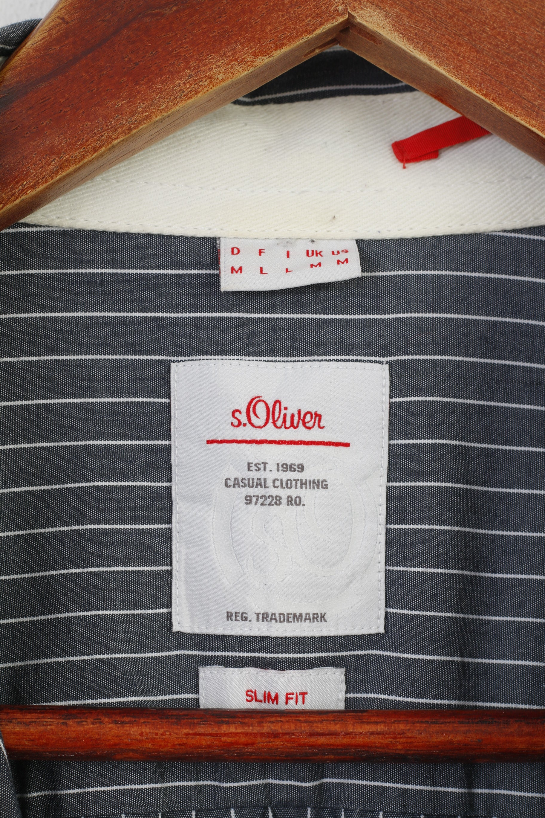 S.Oliver Uomo M Camicia casual a righe Slim Fit Top classico a maniche lunghe in cotone grigio