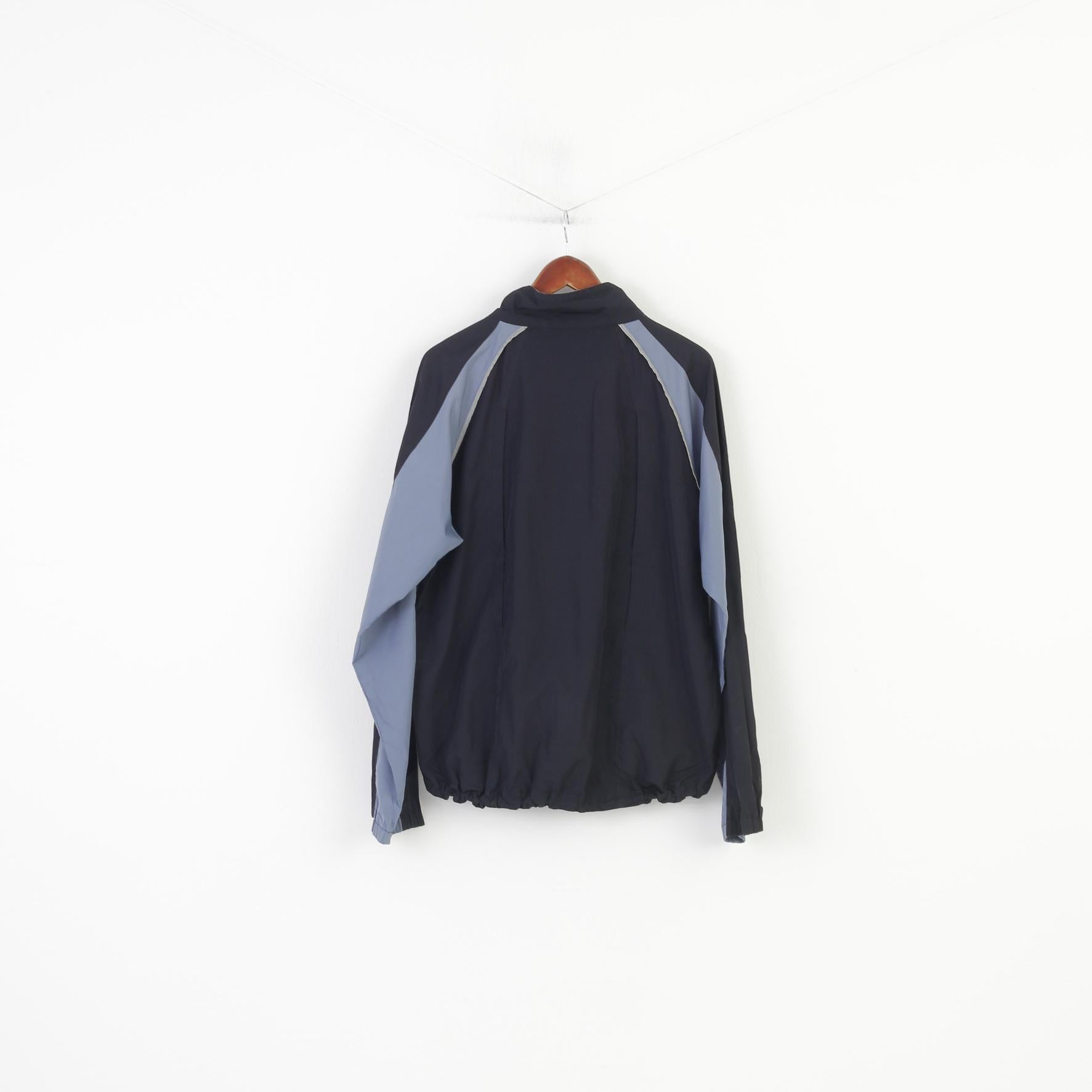 New Balance Men L Jacket Navy Training Run Sportswear Full Zipper Vintage Top