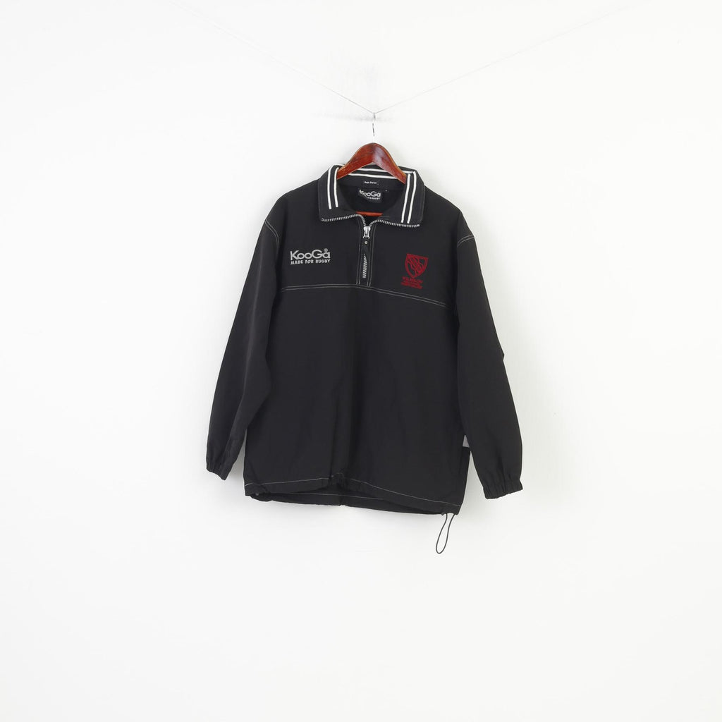 KOOGA Men S  Jacket Black Nylon Wilmslow High School Rugby Vintage Zip Neck Top