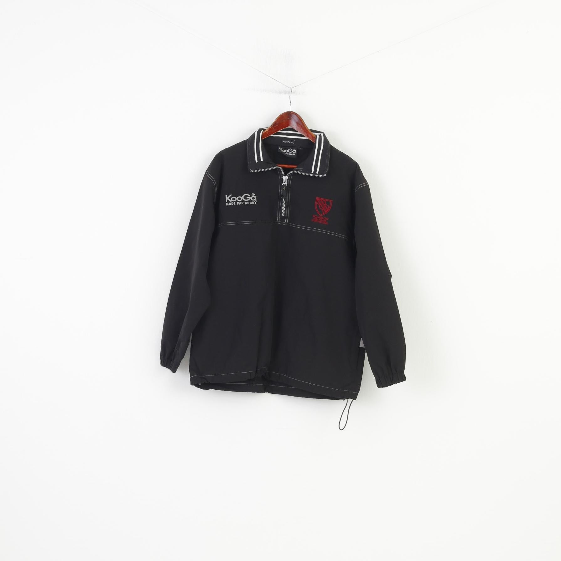 KOOGA Men S  Jacket Black Nylon Wilmslow High School Rugby Vintage Zip Neck Top