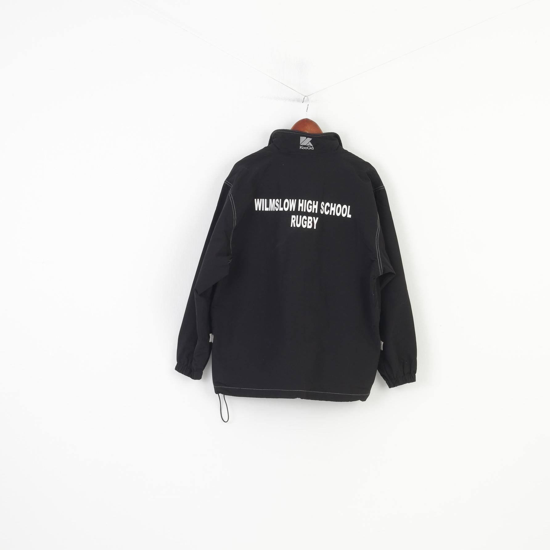 KOOGA Men S Jacket Black Pullover Nylon Wilmslow High School Rugby Vintage Zip Neck Top