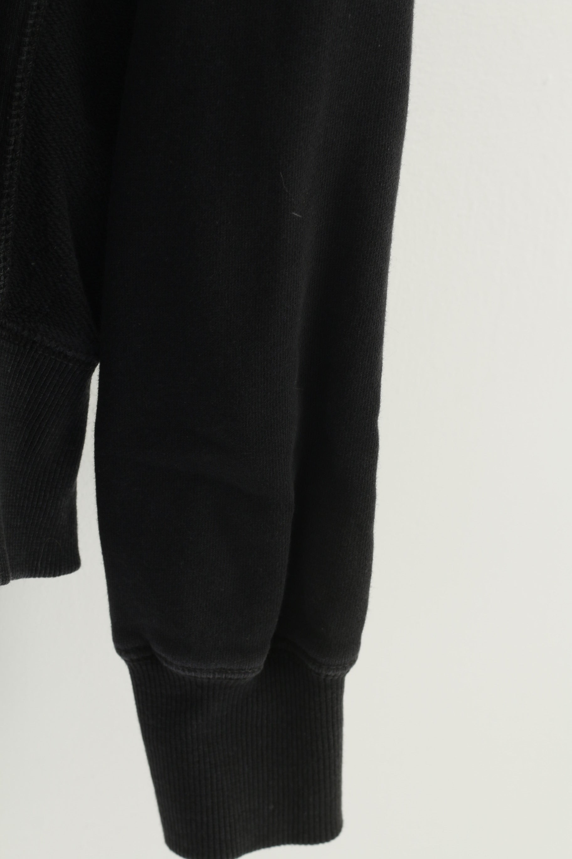 Converse Men S Sweatshirt Black Cotton Full Zipper Hood Pockets Training Hoodie Vintage Sport Top