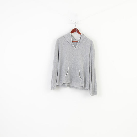 Tommy Hilfiger Women XL Sweatshirt Grey Hood Cotton Long Sleeve Sleepwear Vintage Velvet Top