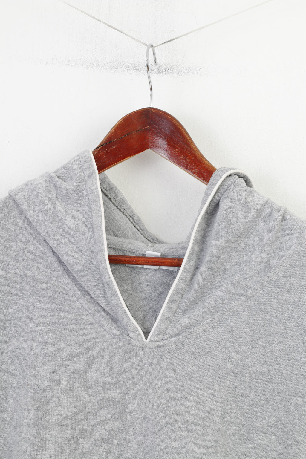 Tommy Hilfiger Women XL Sweatshirt Grey Hood Cotton Long Sleeve Sleepwear Vintage Velvet Top