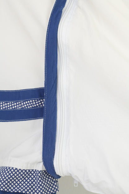 Gensal Men M Jacket White Blue Full Zipper Lightweight Removable Sleeves Vintage Top
