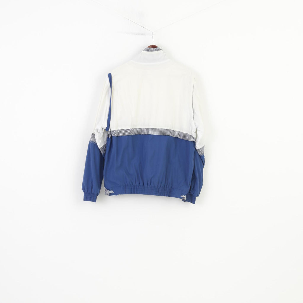 Gensal Men M Jacket White Blue Full Zipper Lightweight Removable Sleeves Vintage Top