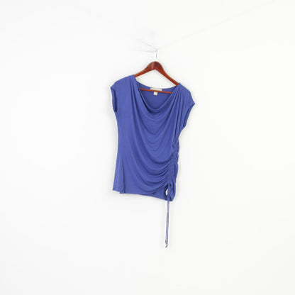 Michael Kors Women M Shirt Sleeveless Navy Blue Creases Vintage Top