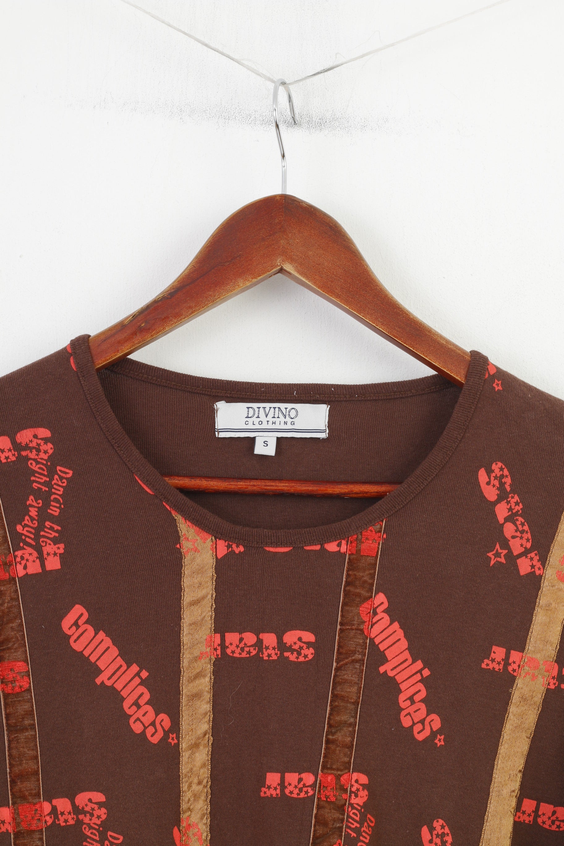 Divino Clothing Maglietta da donna a maniche lunghe girocollo con grafica vintage in cotone