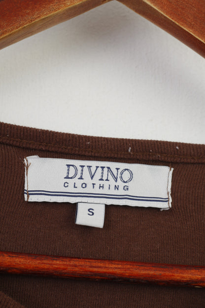 Divino Clothing Chemise à manches longues et col rond pour femme en coton vintage