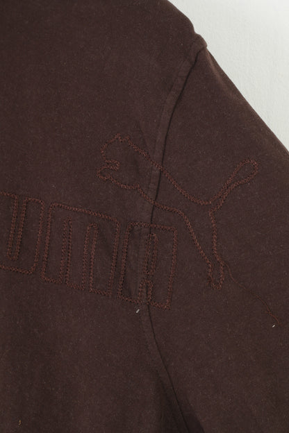 Puma Hommes XL Chemise Col Marron Polo à manches longues vintage Haut en coton