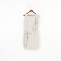 Calvin Klein Woman 10 M Dress Midi Sleevelees Beige Ruffles Elegant Zipper 