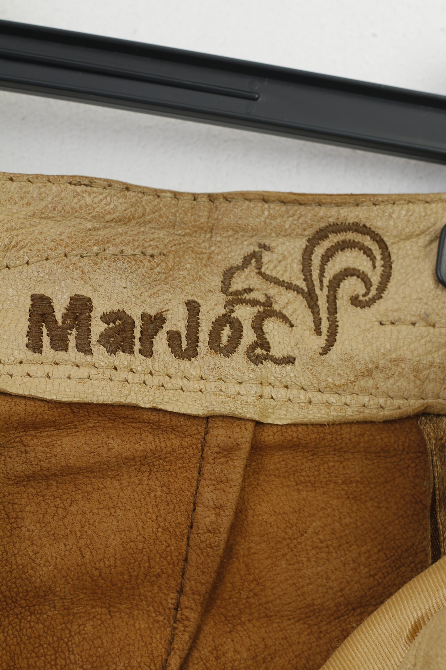 Marjo Hommes 50 Pantalon En Cuir Marron Vintage Tyrol Autriche Trachten Western Cowboy Traditionnel Brodé Bas Poches