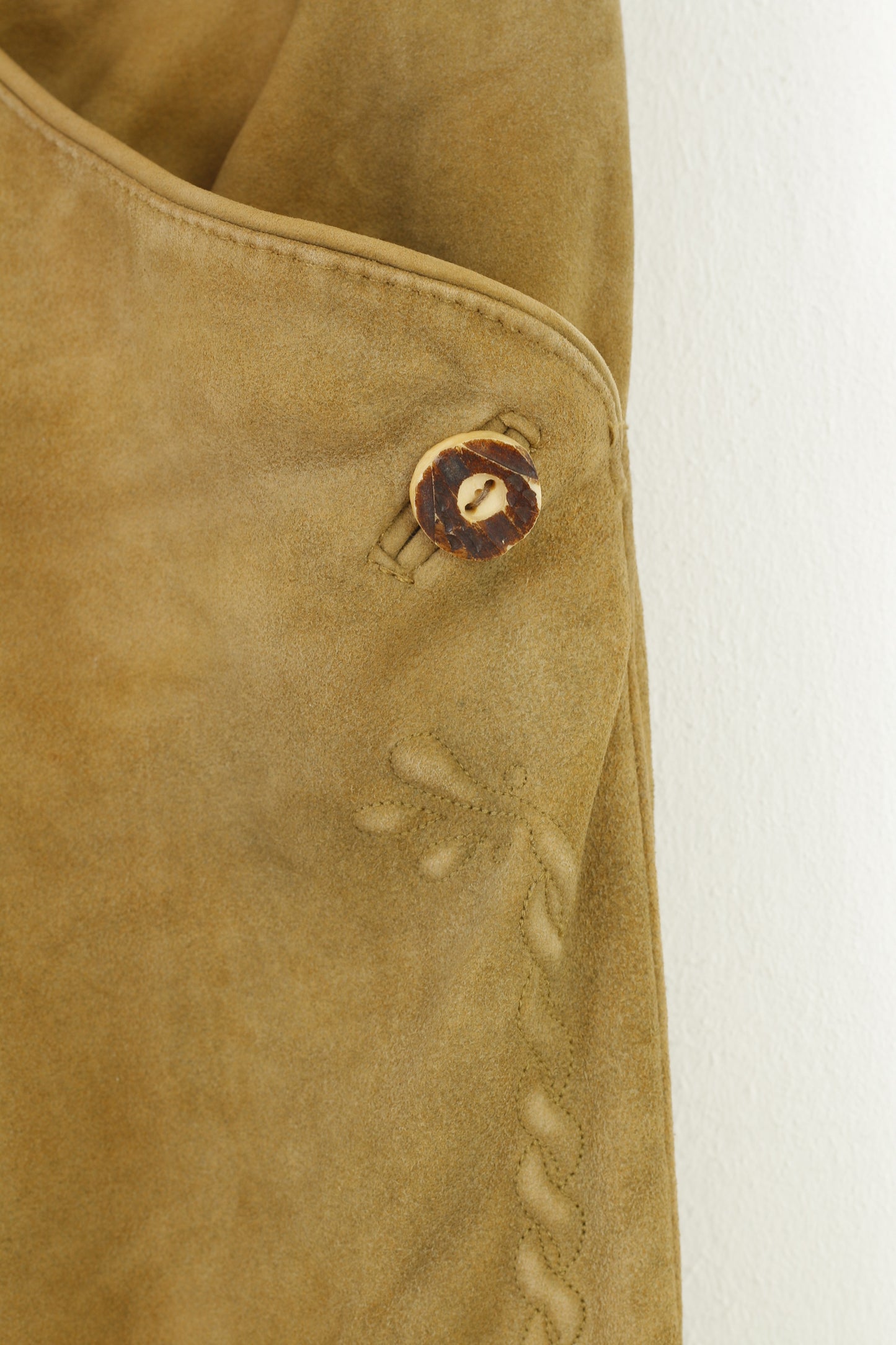 Pollinger Men 46 Leather Trousers Brown Vintage Tyrol Austria Trachten Western Cowboy Traditional Emroidered Bottoms Pockets