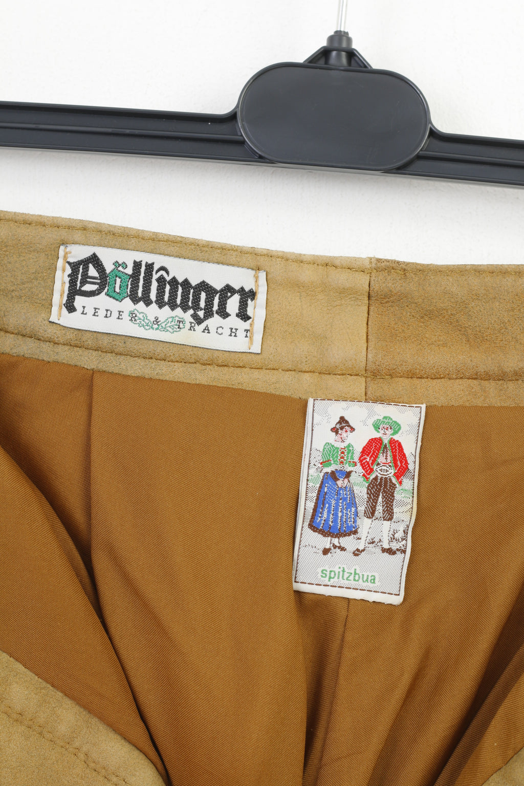 Pollinger Men 46 Leather Trousers Brown Vintage Tyrol Austria Trachten Western Cowboy Traditional Emroidered Bottoms Pockets