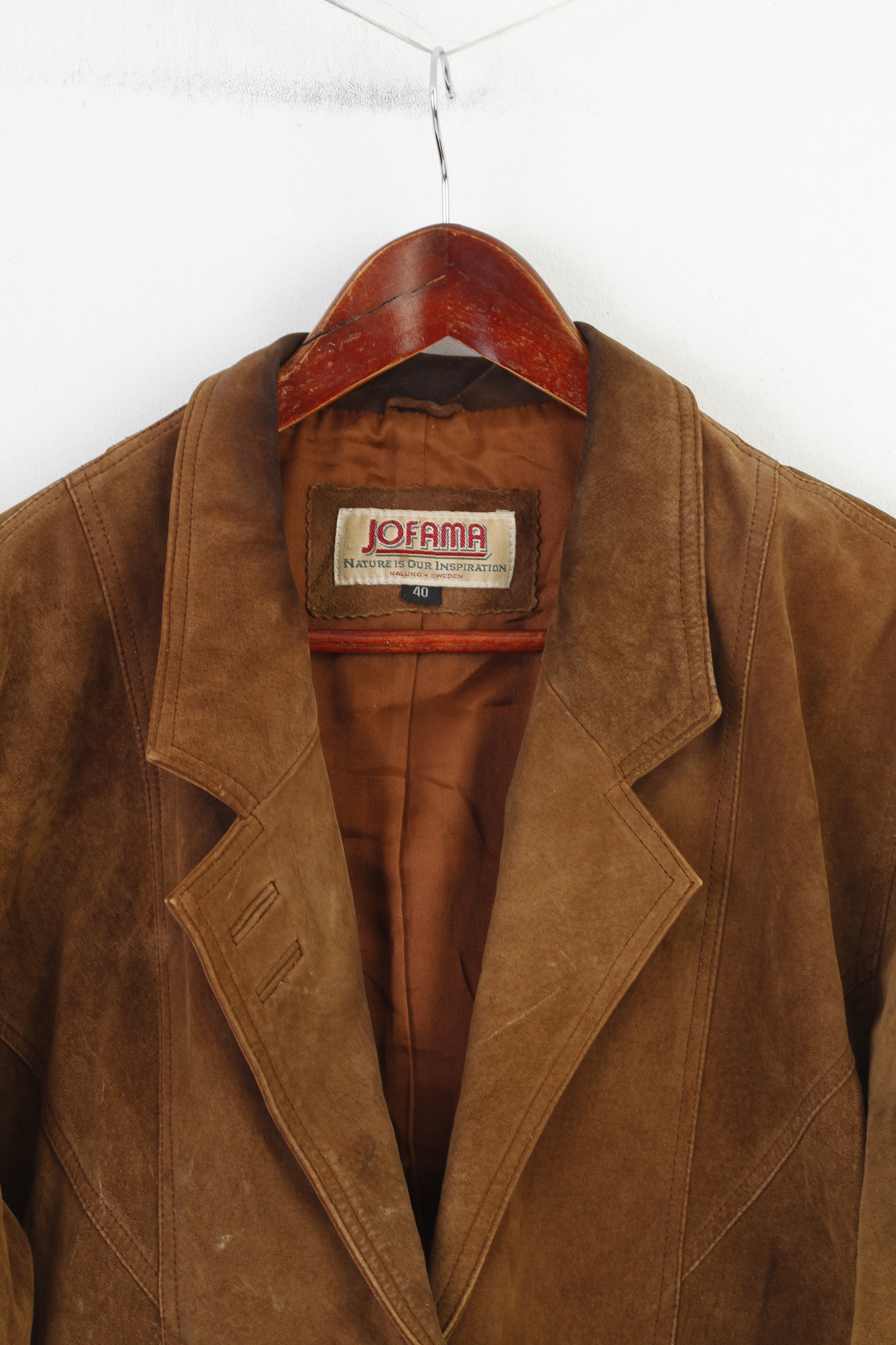 Jofama Woman 40 Leather Jacket Brown Bottoms Sweden Vintage Pockets Top