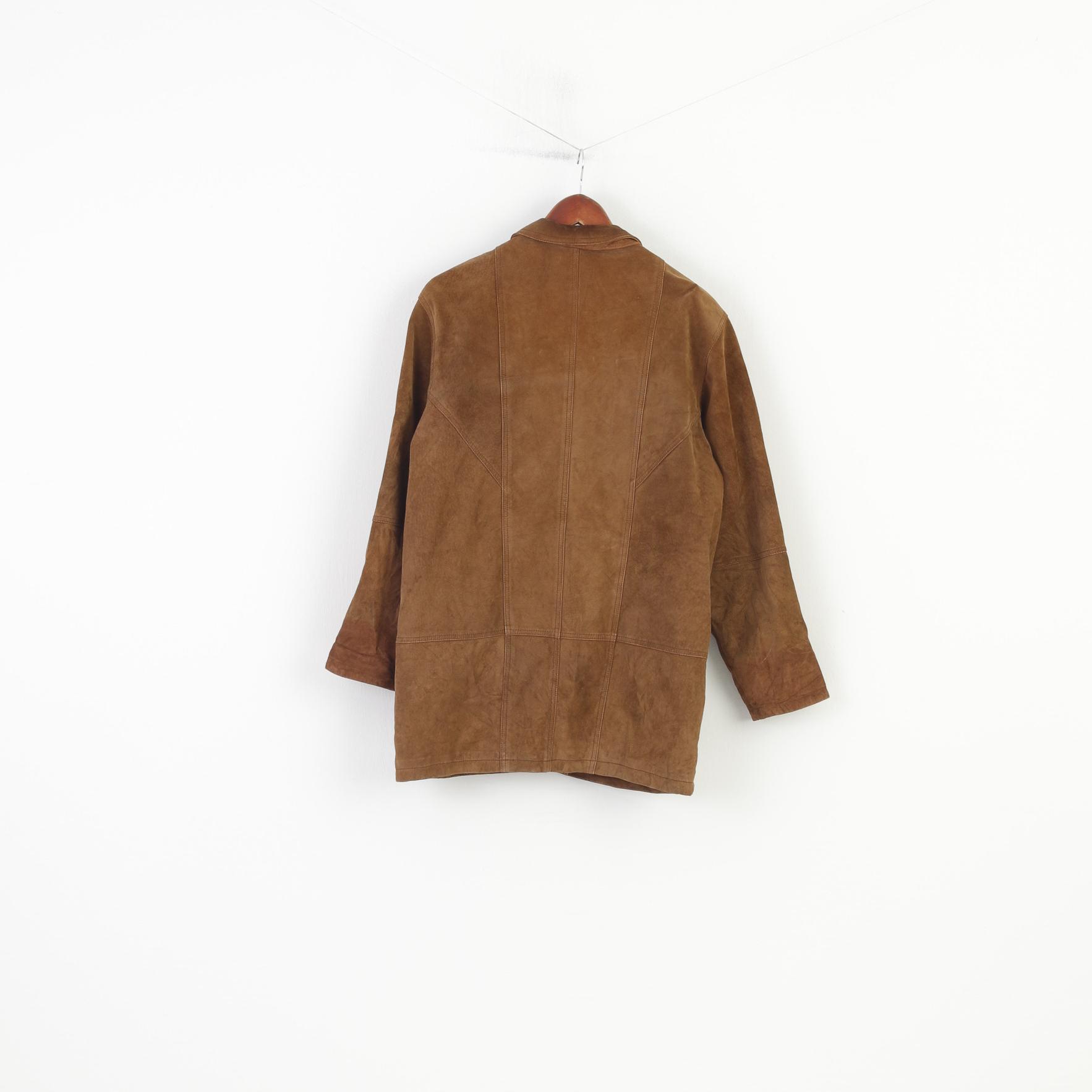 Jofama Woman 40 Leather Jacket Brown Bottoms Sweden Vintage Pockets Top