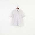 Hugo Boss Men 44 17.5  Casual Shirt Short Sleeve  Cotton Classic Striped White Top