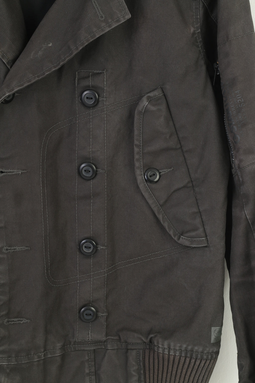 G-Star Men L Jacket Grey Full Zipper Cotton Vintage Collar Top