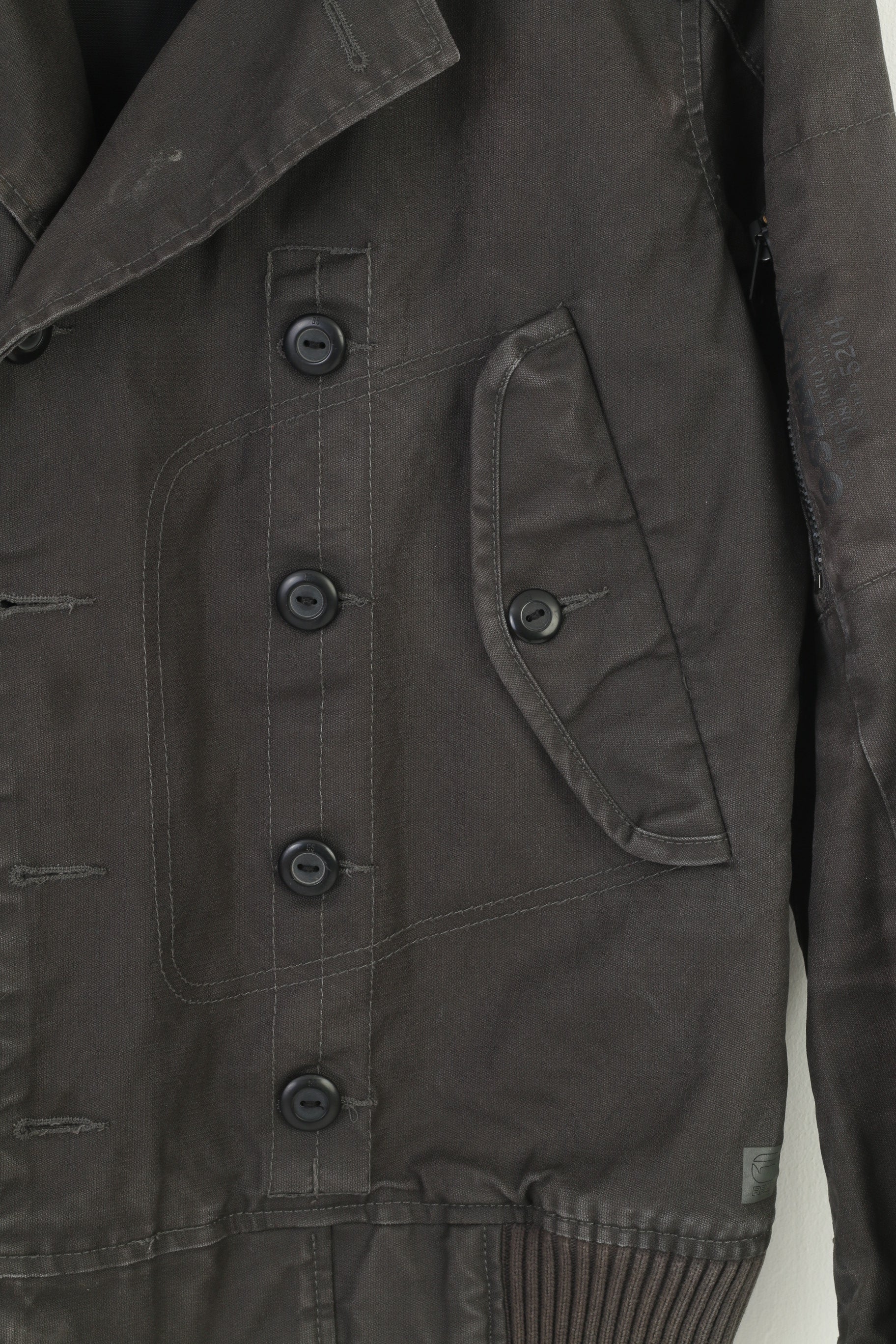 G-Star Men L Jacket Grey Full Zipper Cotton Vintage Collar Top