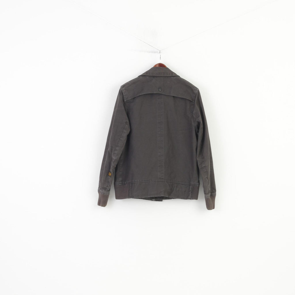 G-Star Men L Jacket Grey Full Zipper Cotton Vintage Collar Top