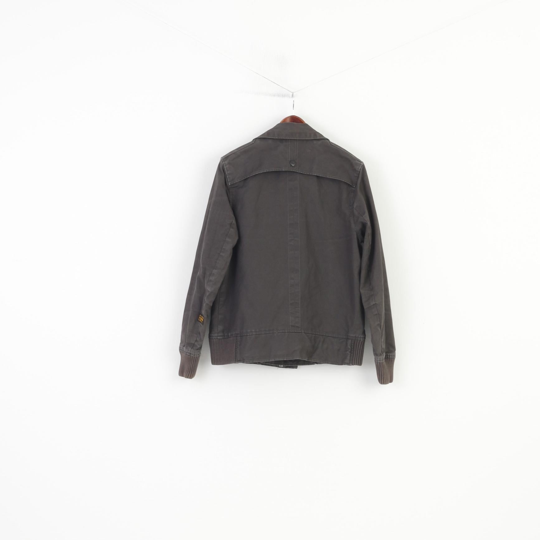 G-Star Men L Jacket Grey Full Zipper Cotton Vintage Collar Top