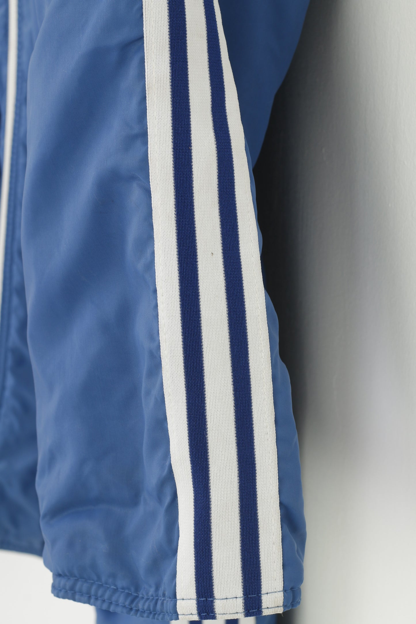 Adidas Men XS Jacket Blue Nylon Vintage 80s Full Zipper Padded Oldschool Top