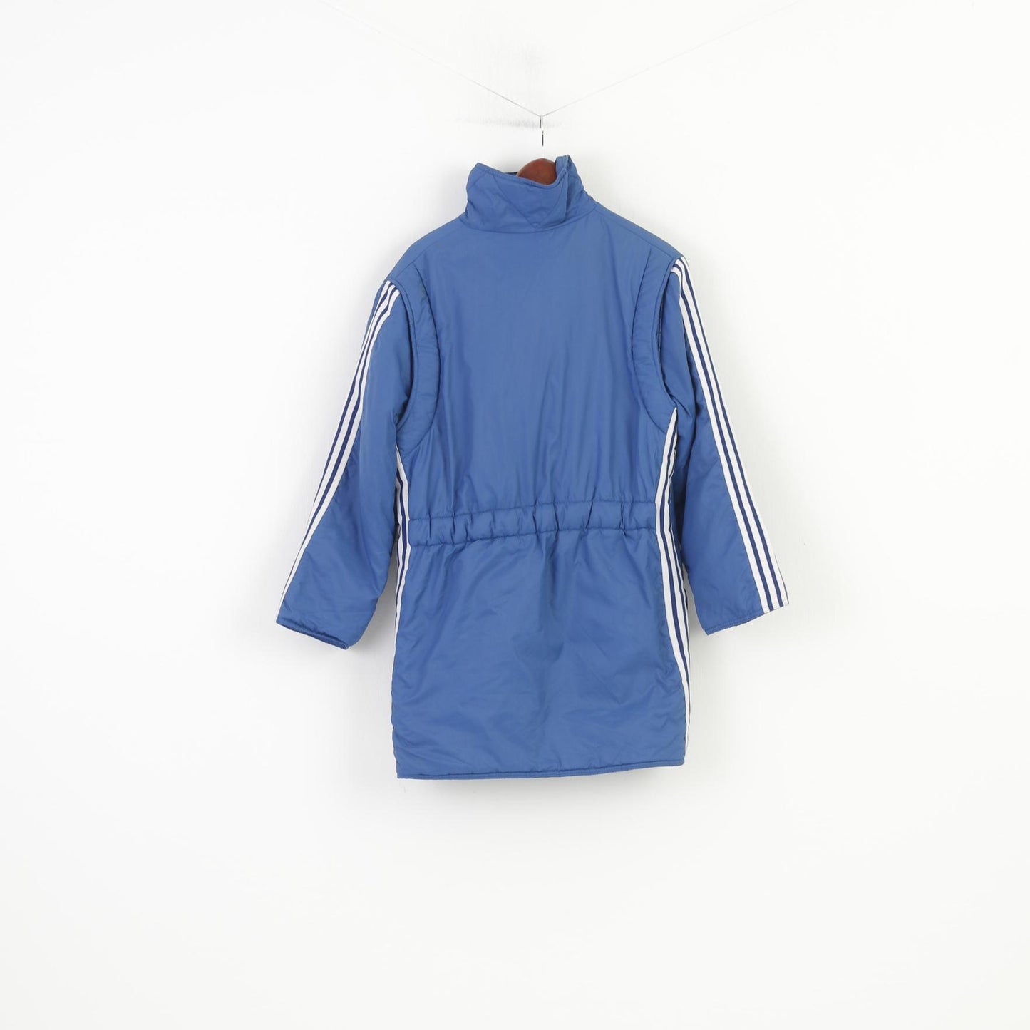 Adidas Men XS Jacket Blue Nylon Vintage 80s Full Zipper Padded Oldschool Top