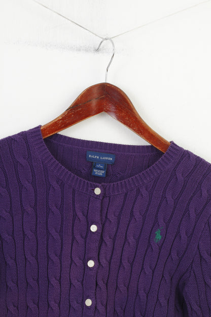 Ralph Lauren ragazze L 12 età maglione viola fondo girocollo in cotone vintage classico top