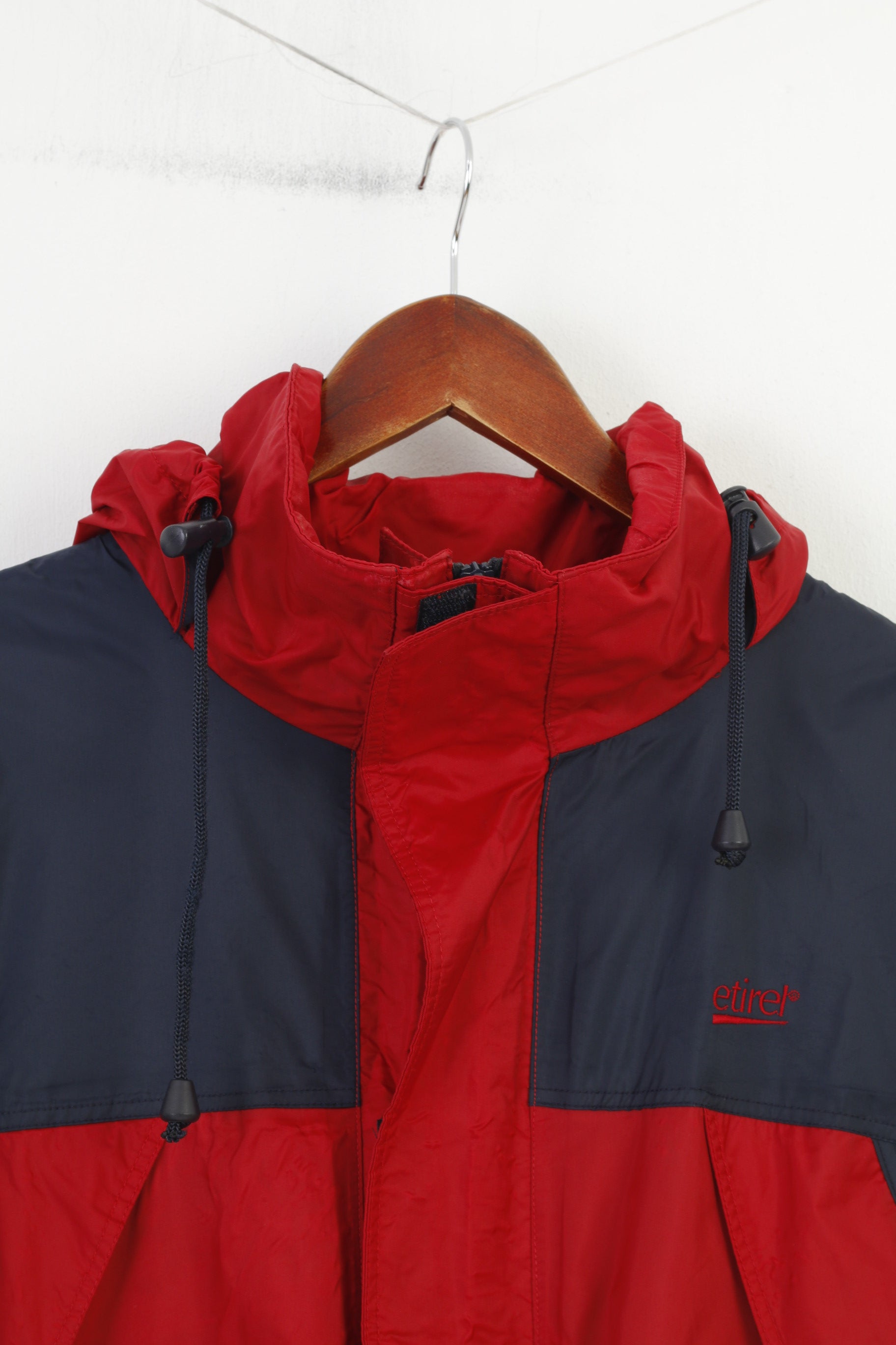 Etirel Hommes M Veste Bourgogne Marine Extérieur Nylon Fermeture Éclair Complète Vintage Top