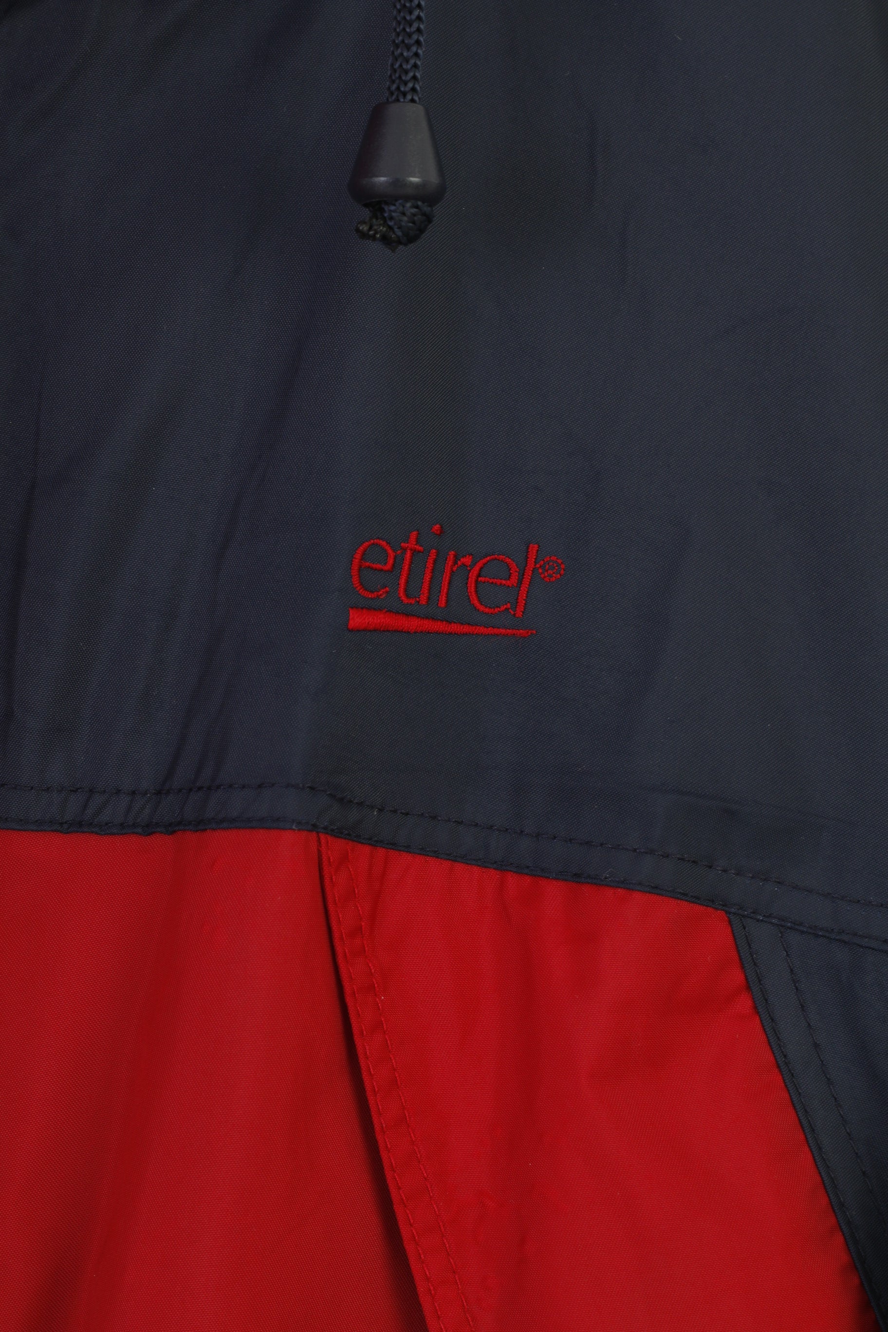 Etirel Hommes M Veste Bourgogne Marine Extérieur Nylon Fermeture Éclair Complète Vintage Top