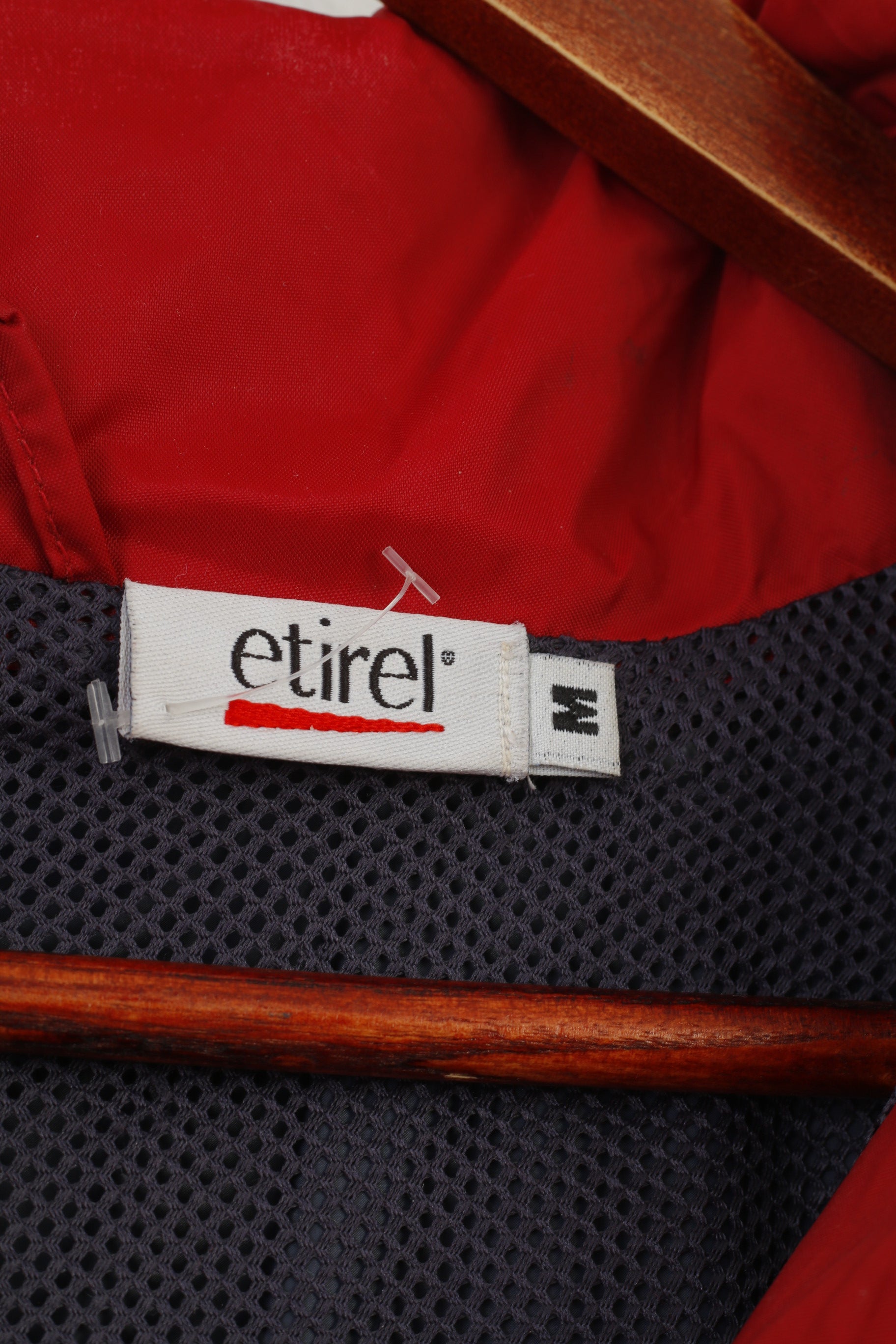 Etirel Hommes M Veste Bourgogne Marine Extérieur Nylon Fermeture Éclair Complète Vintage Top