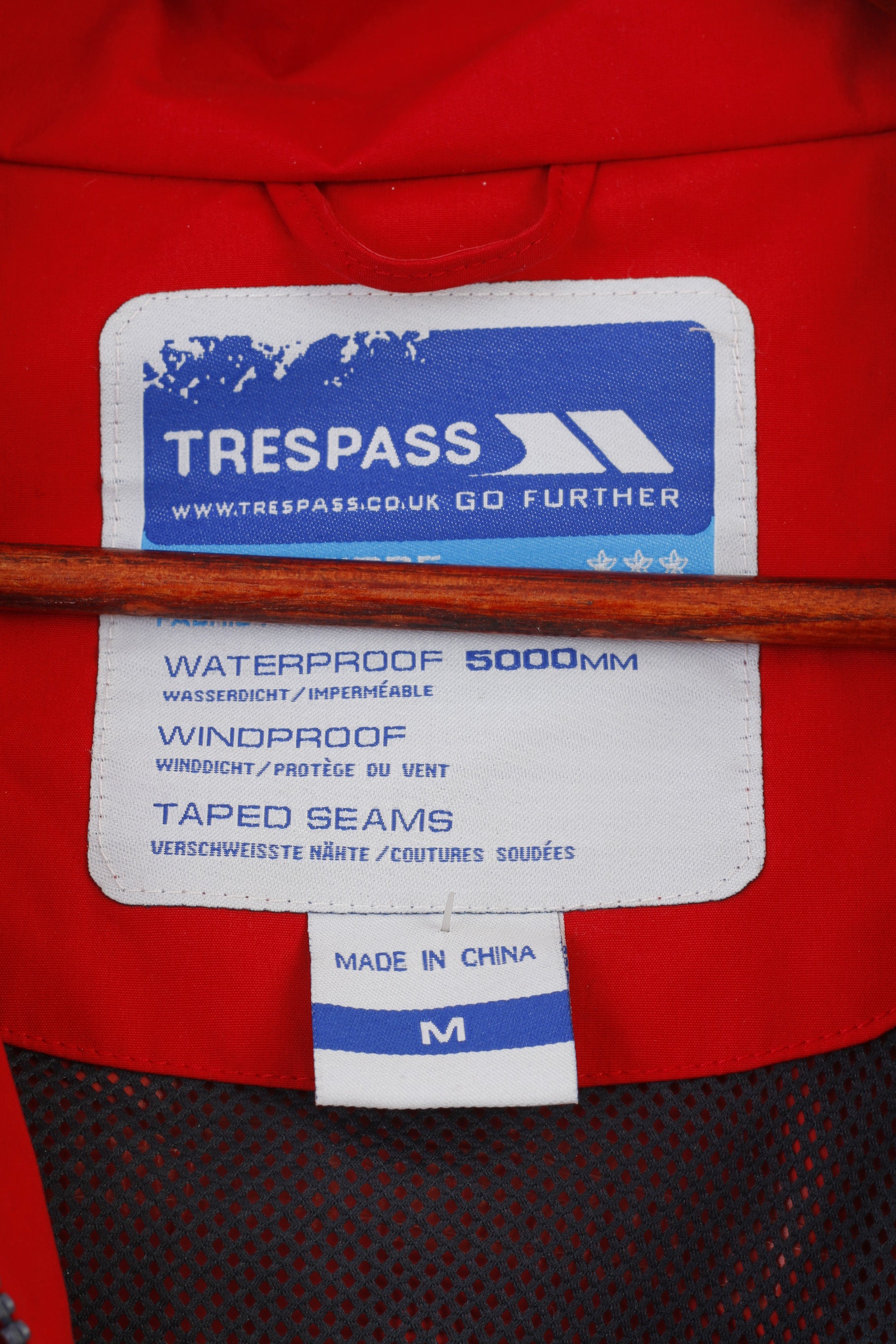 Trespass Woman M Jacket Red Full Zipper Waterproof Pockets Hood Vintage Top