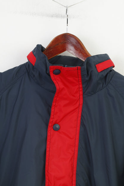 Marcel Clair Men L Jacket Zip Neck Vintage Polyamid Red Navigation Graphic Hood Top
