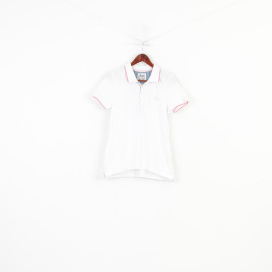 Etirel Women M Polo Shirt White Summer Short Sleeve Cotton Classic Top
