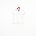 Etirel Women M Polo Shirt White Summer Short Sleeve Cotton Classic Top