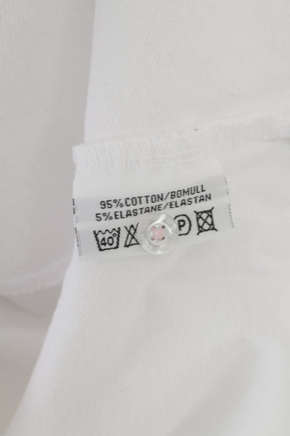 Etirel Women M Polo Shirt White Summer Short Sleeve Cotton Classic Top