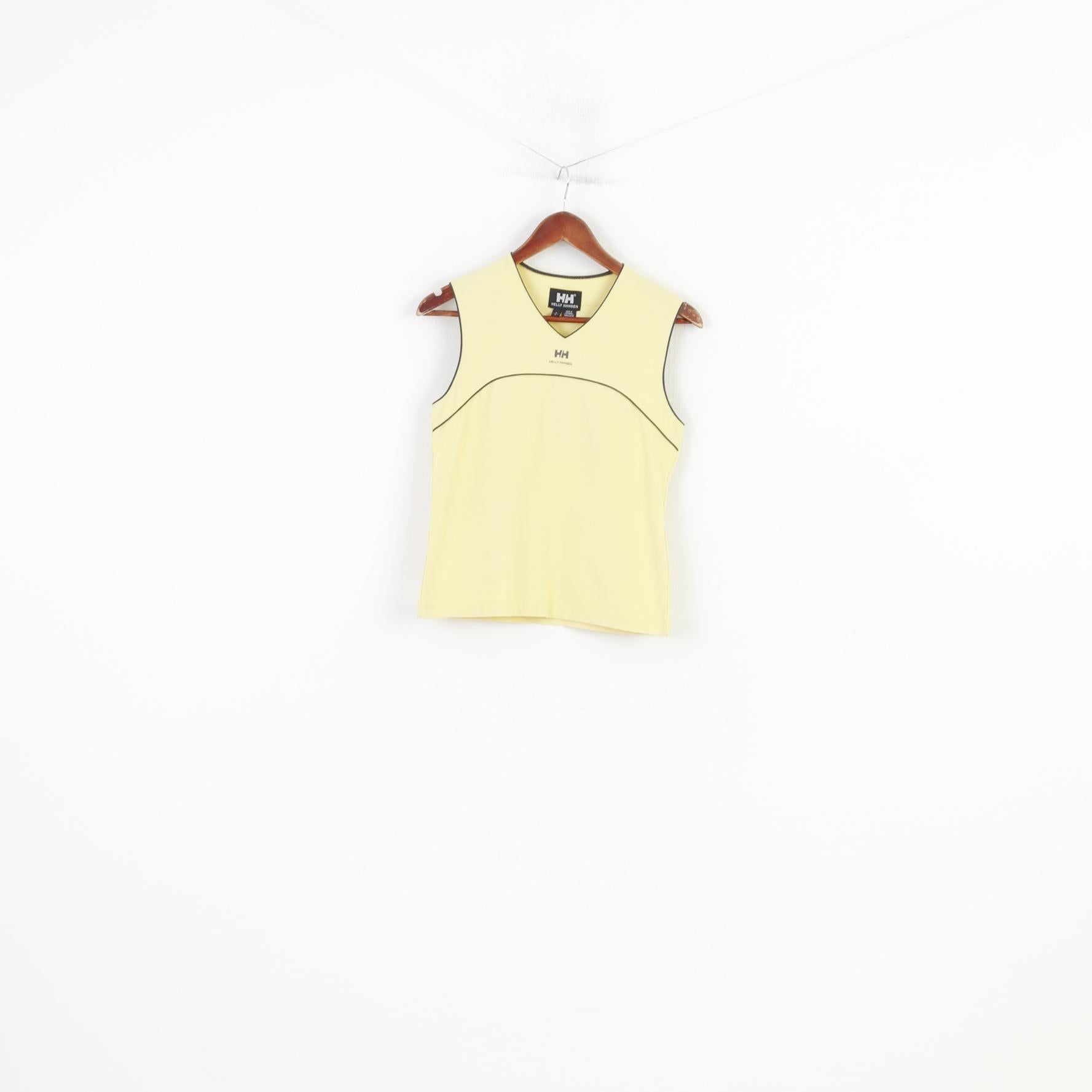 Helly Hansen Woman M Shirt Sleeveless Yellow V Neck Nylon Vintage Sport Top