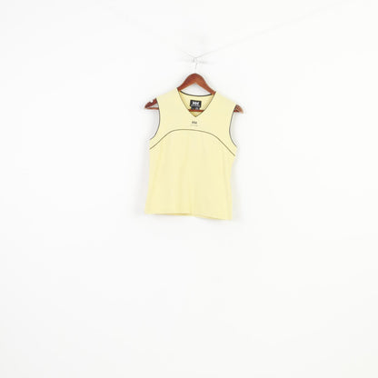 Helly Hansen Woman M Shirt Sleeveless Yellow V Neck Nylon Vintage Sport Top