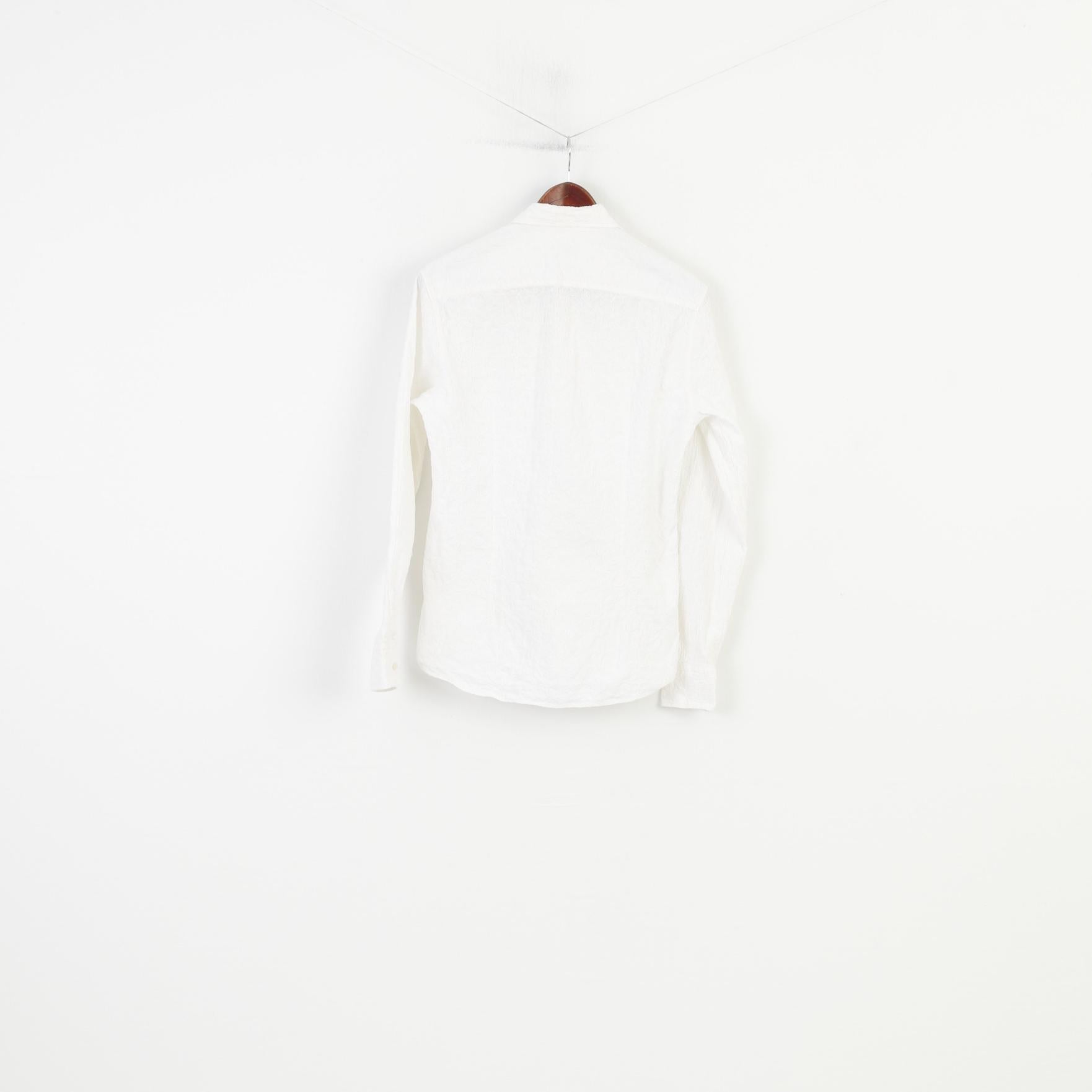 Camicia casual da uomo anni '40 di Duke Top vintage con stampa floreale a maniche lunghe in cotone ecru fatto a mano