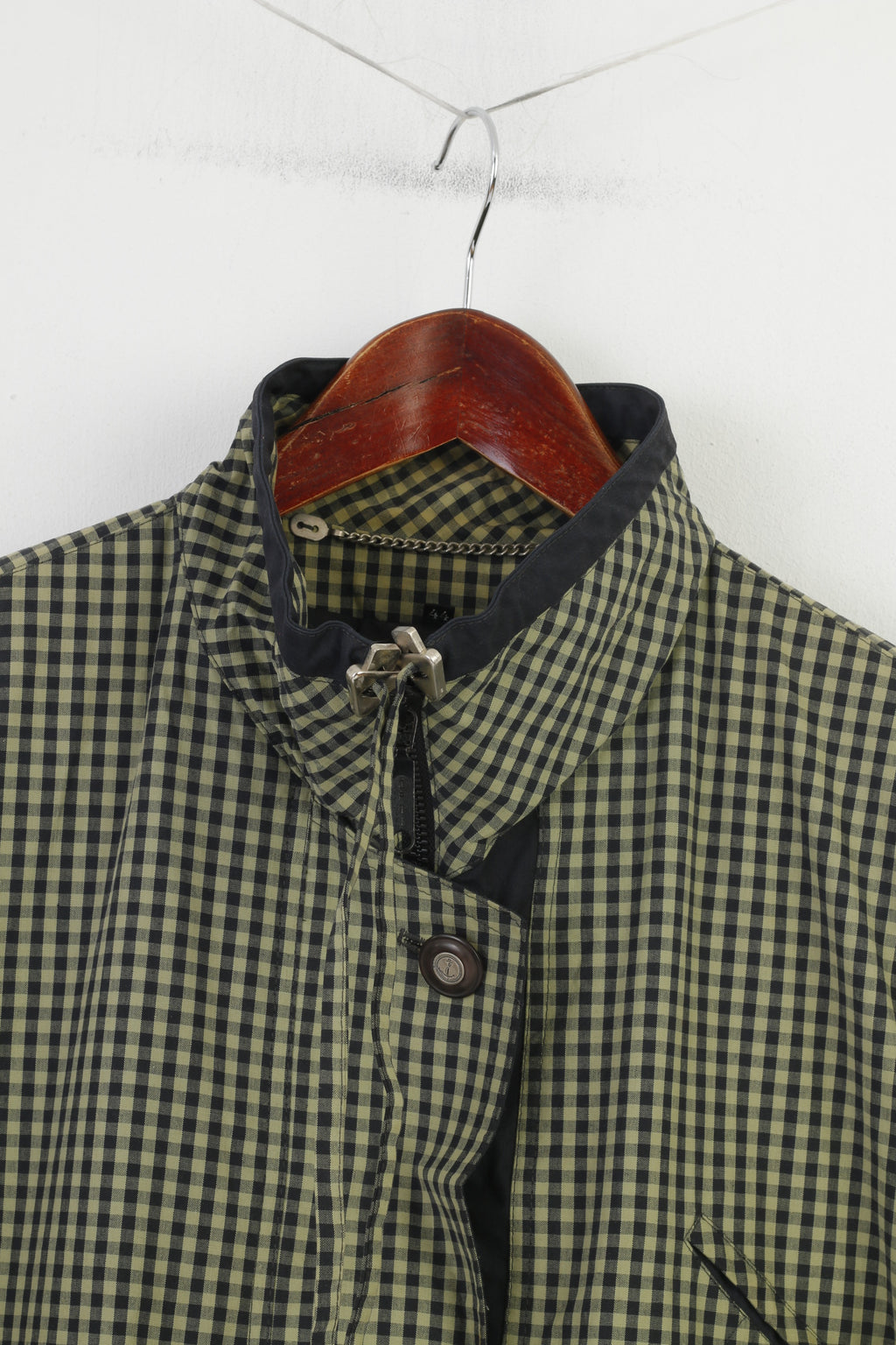 MAY Women 44 XL Jacket Green Checkered Oversize Cotton Vintage Bottoms Shoulder Pads Top
