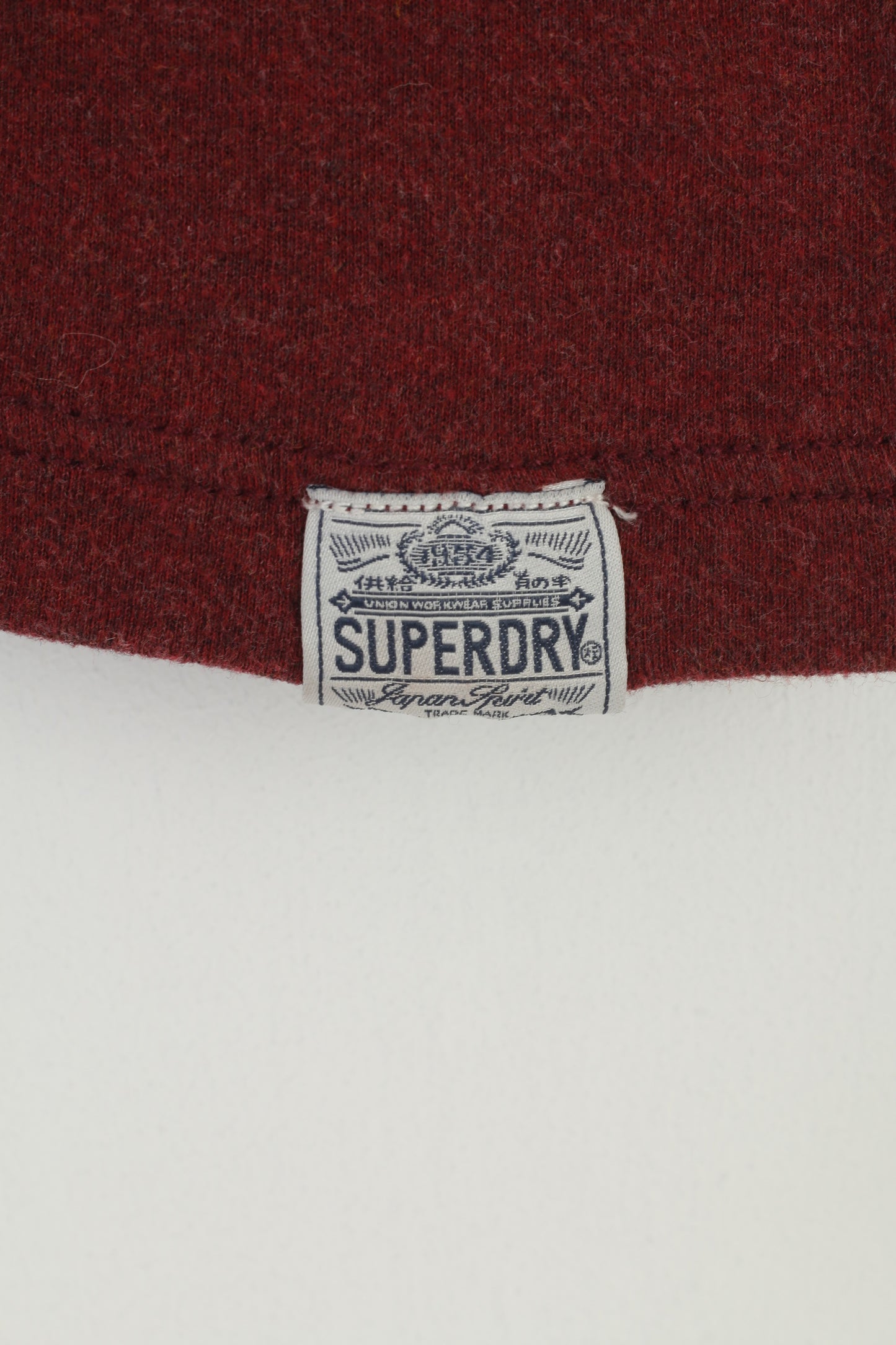 Camicia da uomo Superdry Top girocollo a maniche lunghe in cotone giapponese elasticizzato bordeaux