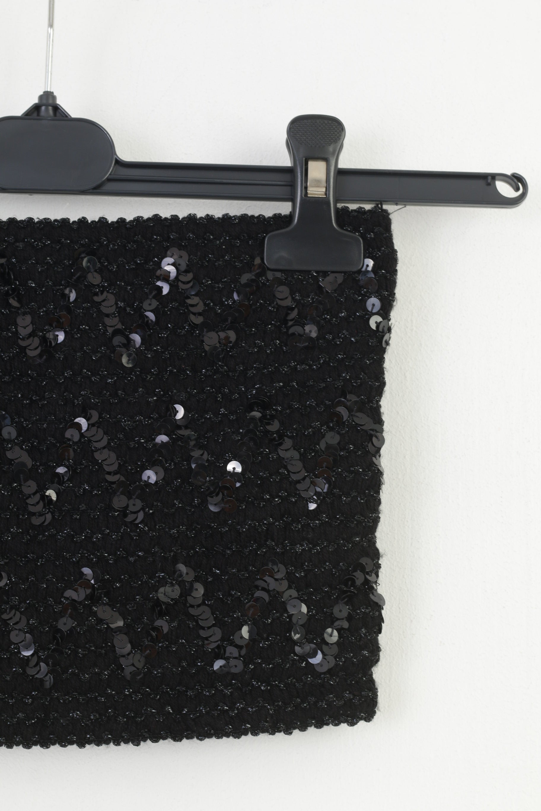 Morglam Top da Donna Nero con Paillettes Strech Lucido Party