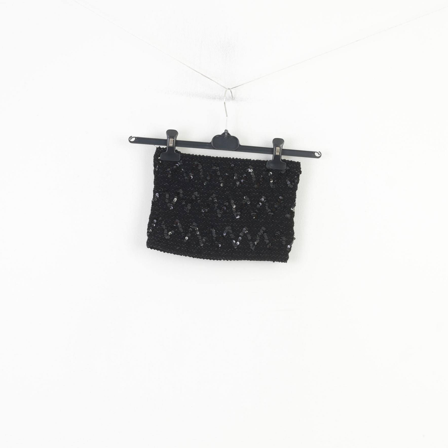 Morglam Top da Donna Nero con Paillettes Strech Lucido Party