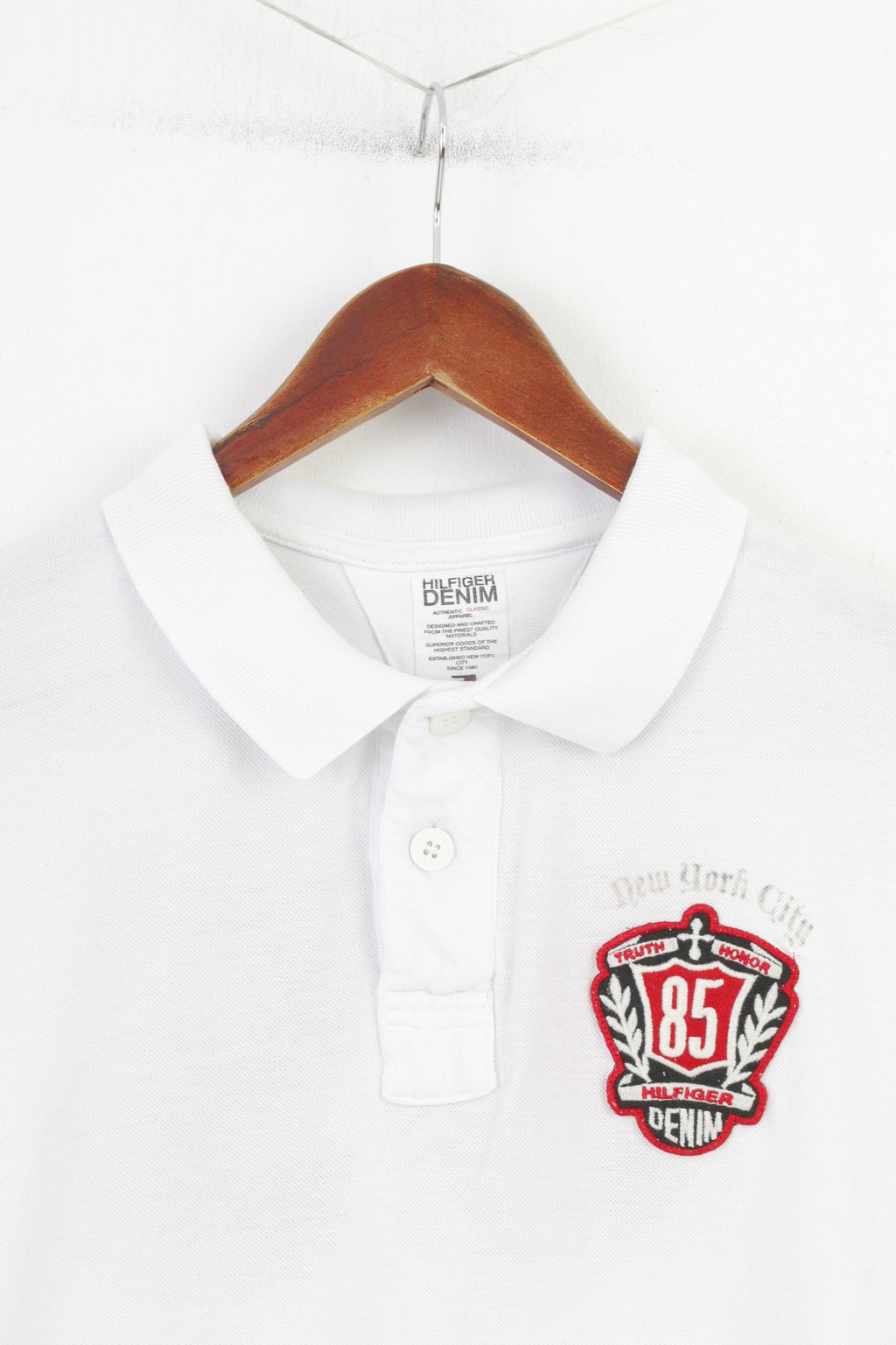 Hilfiger Denim Men S Polo Shirt White Sport Cotton Denim Short Sleeve Top