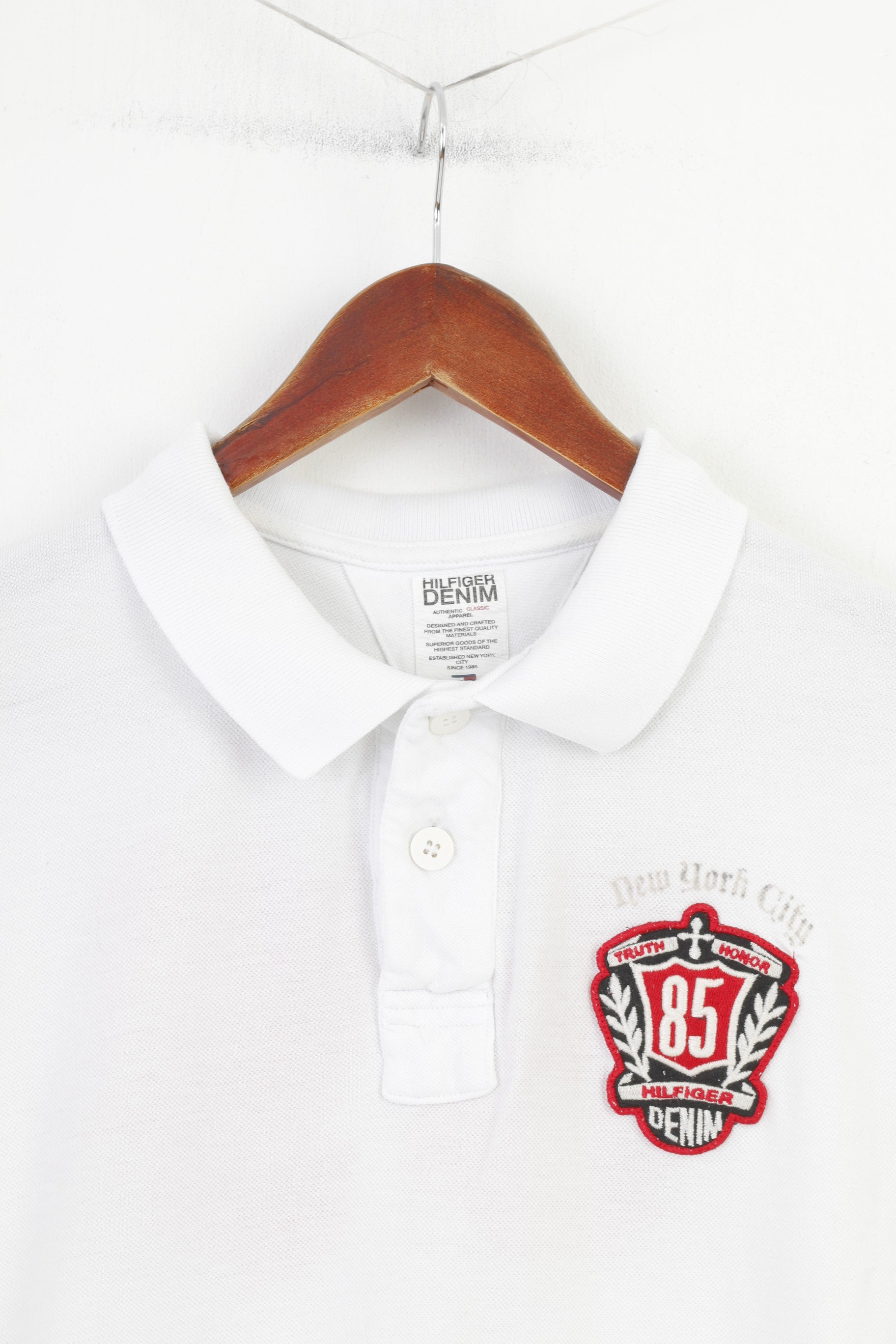Hilfiger Denim Men S Polo Shirt White Sport Cotton Denim Short Sleeve Top